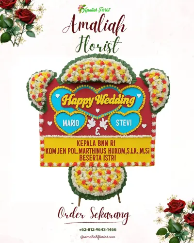 Karangan Papan Bunga Pernikahan di Sempakata